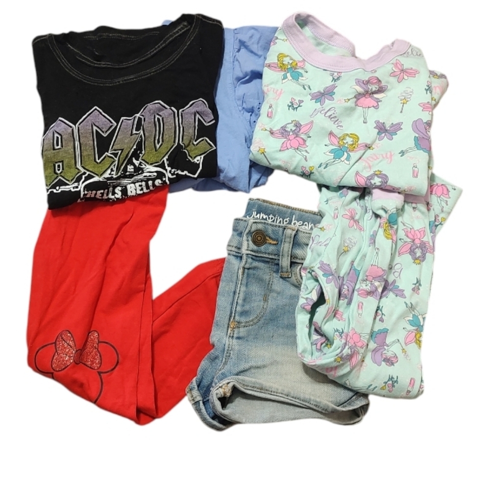 Mixed Kids Clothing Bundle with Graphic Tee and Denim Shorts